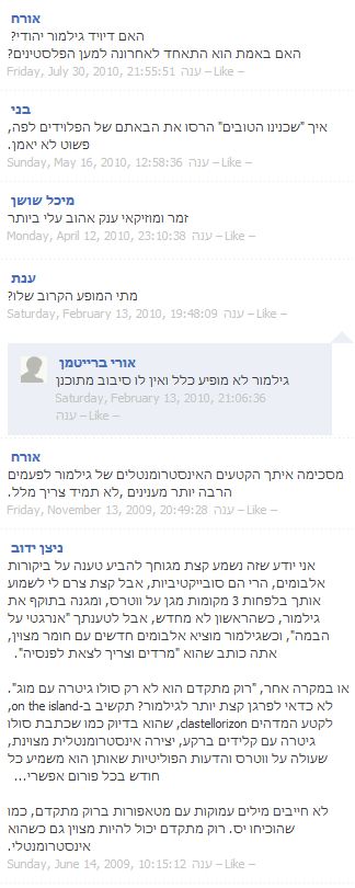 תגובות ארכיון על דיויד גילמור