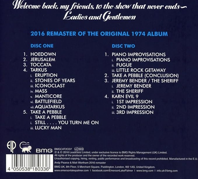 BMG 2016 Remaster - Back Cover - Emerson Lake Palmer - Welcome Back my Friends